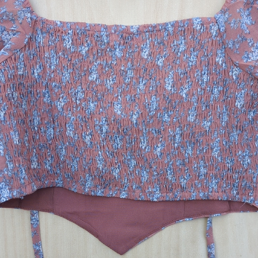 Edit By Nine Floral Pink Cropped Long Sleeve Top - Picture 9 of 15